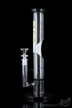 Medium 12 Inch Straight Tube with Honeycomb Perc and Black Accents