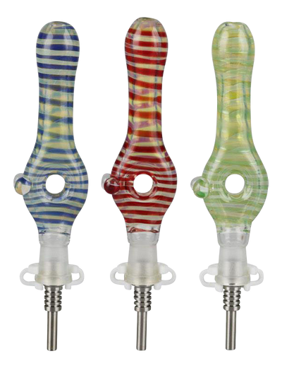 Glass Donut 10mm Dab Straw with Titanium Tip Glass Donut 10mm Dab Straw with Titanium Tip