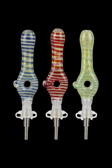 Glass Donut 10mm Dab Straw with Titanium Tip Glass Donut 10mm Dab Straw with Titanium Tip