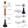 4-Hose Premium Hookah Set with Large Glass Vase and Narguile Bowl