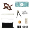 Black Sandalwood Tobacco Pipe Set with Gold Ring and 10-Tool Kit